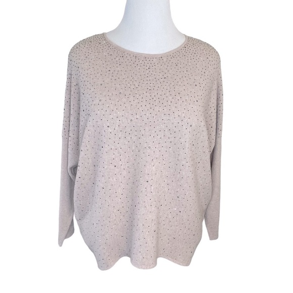Vila Milano Sweaters - Vila Milano Soft Heather Pink Sparkle Studded Sweater Wool Blend L